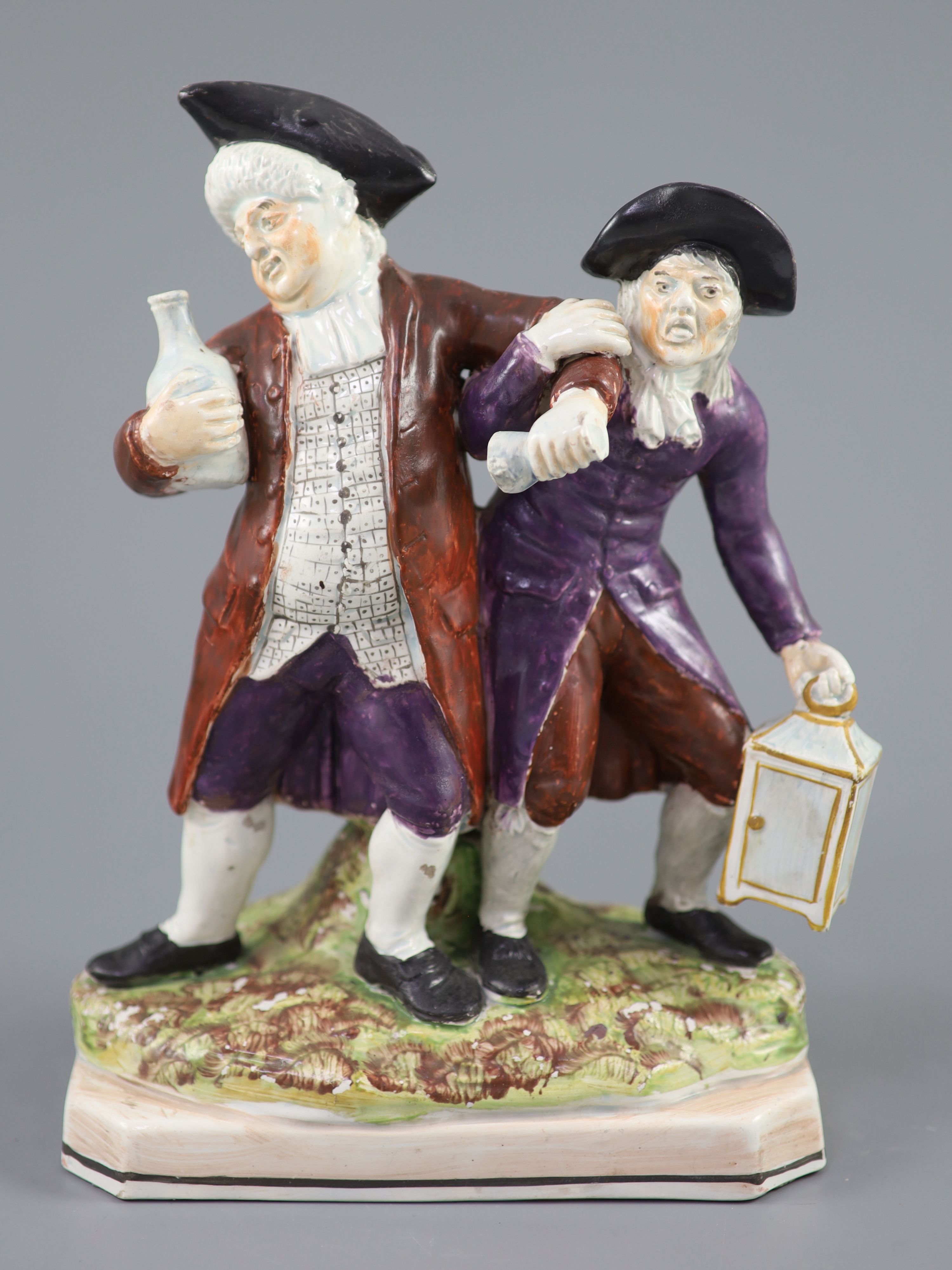 An Enoch Wood & Sons group The Vicar and Moses, c.1800-10, 24.5cm high